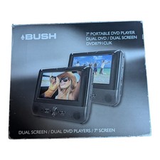BUSH DVD8791CUK 7-Inch Screen Twin Portable DVD Player Black - Tested
