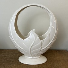 Vintage Art Deco, Beswick Ware Ring Handled Leaf Pottery Basket 819 - 30cm Tall