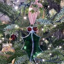 Handmade Stained Glass Holly &
