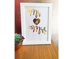 Personalised Mr & Mrs Wedding Gold Silver Foil Print Custom Name Sign Decoration