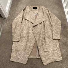 RIVER ISLAND WATERFALL BEIGE CREAM JACKET COAT SZ 8 GOOD CONDITIO GOOD CONDITION