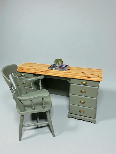 Solid pine desk and - desk, chair