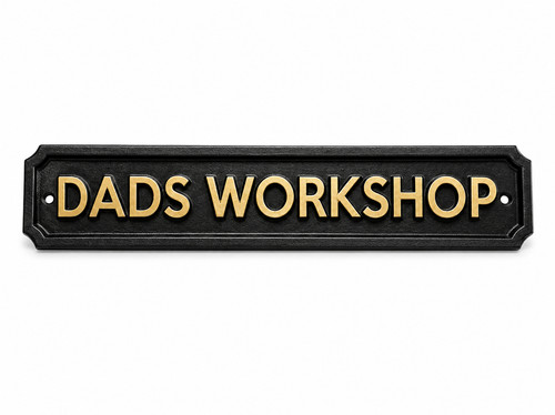 Gold dads workshop plaque - dads,