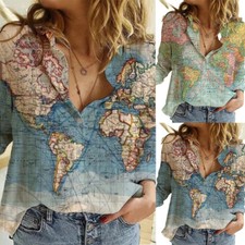 Womens WORLD MAP  Plain Blouse