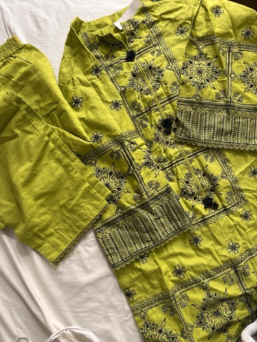 Green embroidered asian - green,