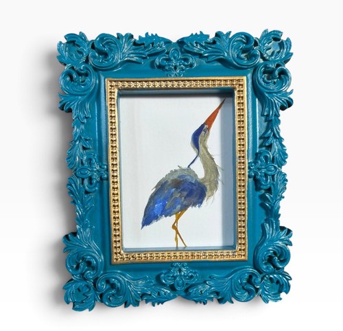 Blue heron mini watercolor - blue,