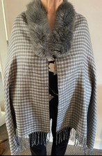 Franchetti Bond Reversible Wrap With Fluffy Collar. Brand New. Never Worn.