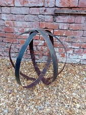 Vintage Metal Whiskey Barrel Hoops Three Steel Weathered Metal Garden Display
