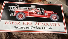 Bins Boyer fire apparatus metal tin sign 52 X 26cm