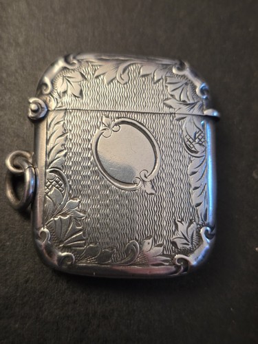 Sterling silver vesta case - silver,