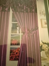 BARGAIN ATTRACTIVE  MICROFIBRE FLOCK CURTAINS LINED WITH 2 TIE BACKS 90"X 90"