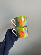 Whittard Of Chelsea 2-Set Apple & Pear Fruit Cup Colourful Design Fine China New