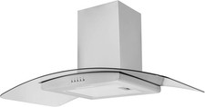 Cookology 90cm Chimney Cooker Hood  Extractor Fan with Curved Glass - GHC901SS