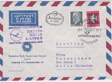 Germany 1963 1st Flight Turboprop Berlin-Sofia Plane Airmail Stamps CoverRf25879