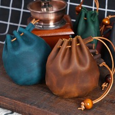 Leather Drawstring Bag Small