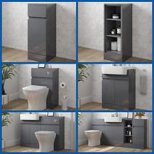 Bathroom Vanity Toilet Storage Combination Unit Semi Recessed Basin Grey Gloss