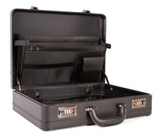 Attache Briefcase Leather Look Pu Case Expanding Executive Business Bag 6923