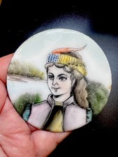 Antique Enamel Round Plaque