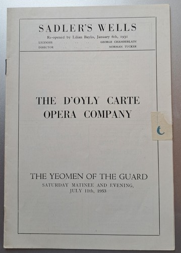 1953 oyly carte programme - carte,