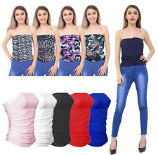 Women Ladies Plain Ruched Boob