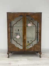 Art Deco Display cabinet - Vintage Gin Cocktail China Cabinet, glass shelves key
