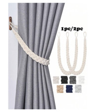2pcs Curtain & Voile Rope Tiebacks Handmade Cotton Braided Tie Back Holdbacks