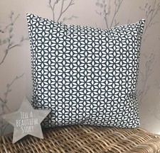 Dunelm Geo Navy Teal  Shabby Chic 16"  Cushion Cover