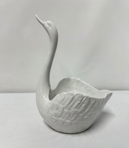Vintage white ceramic swan - vintage,