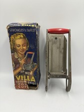 Vintage 1960s VILLA Potato Chipper’ Chip Cutter Slicer Red Wooden Handle - BOXED