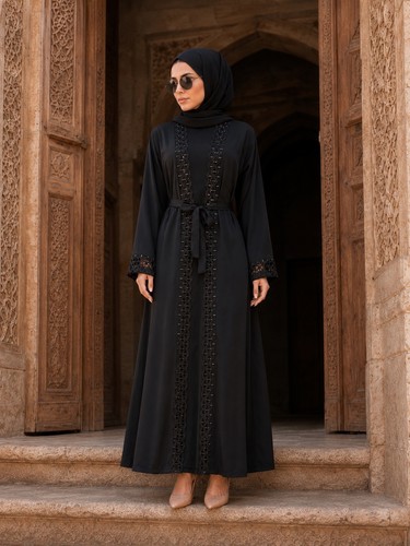 Women black lace trim - black,