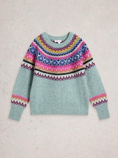 White Stuff Arctic Fairisle Jumper - Teal/Pink Mixed Colours - Size 12 - BNWT