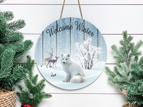 Welcome winter white fox - white,