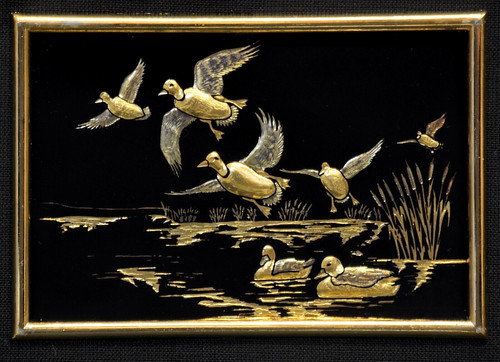 Flying ducks vintage gold - ducks,,