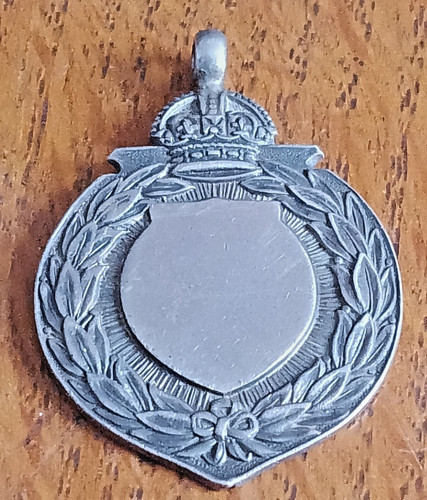Silver watch fob - watch, medal