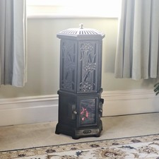 Pristine ESSE Firemaster Solo Electric Stove MKII Art Nouveau, Black Cast Iron
