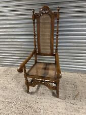 Beautiful Antique 17thC Style Beech Framed High Back Bergere Hall Chair