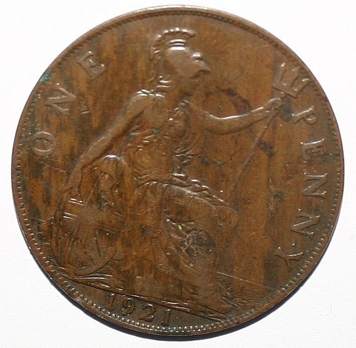 1921 one penny coin - 1921,