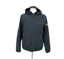 Barbour International Men's Jacket Size L Black Hooded Pockets Lined Zip Used F1