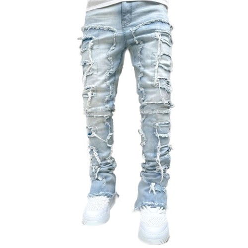 Mens stacked jeans - mens, ripped