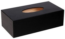 Black wooden rectangular napkin holder tissue box cover case opened from bottom