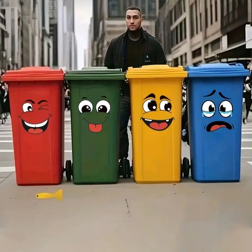 Bin stickers 4pcs funny faces - funny,