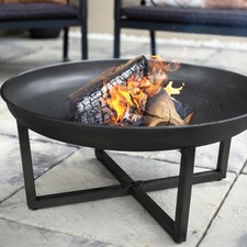 La Hacienda Firepit Garden Round Brookdale Durable Steel Matt Black (W)77cm
