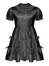 UK Sissy Men Satin French Maid Nightdress Puff Sleeve Crossdressing Nightwear