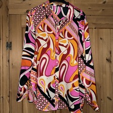 Relax Fit 20/22  Be Beau Lightweight Bright Orange/pink Mix Satin Blouse