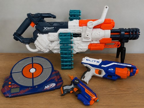 Nerf gun and shot - and, x-shot