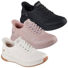 Skechers Ladies Slip-ins BOBS Squad 4 Key Look Trainers Comfort Memory Foam Shoe