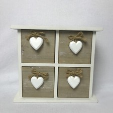 Wooden Heart Handle Storage Jewellery Box Cabinet With 4 Draws By The Range