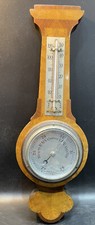 Banjo Weather Station Wall Barometer Thermometer Wood 36cm Tall [Not Working]