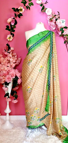 Indian green saree georgette - green,