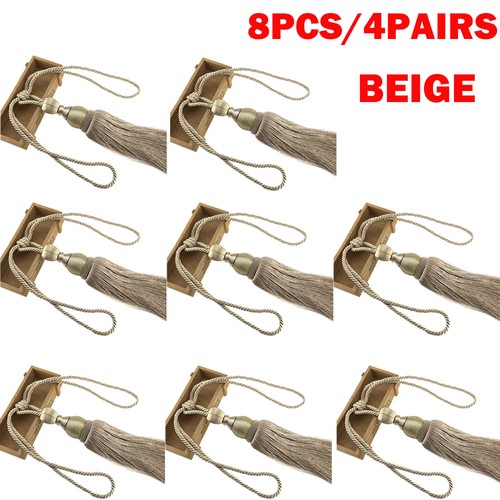 8pc 4pair large beige curtain - 8pc/4pair,
